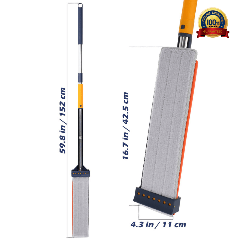 SimpleClean™ Self-Wringing Flat Mop + 2 FREE Microfibre Pads